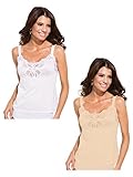 Under Moments Womens Camisole w/Lace Accents Color Combo Pack(WHT&BEG,38)