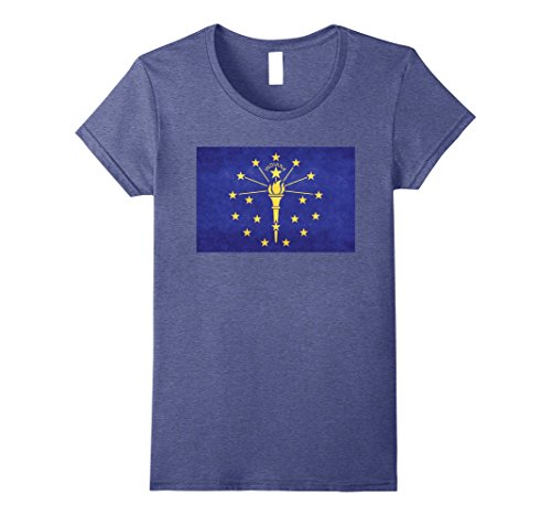 Womens indiana state flag t-shirt in vintage grungy ret…