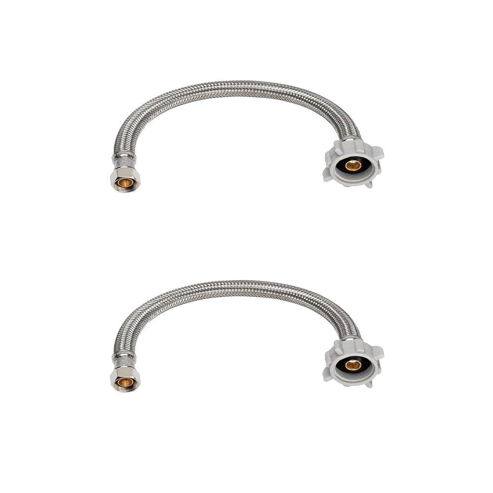 Photo 1 of (2pcs 36 inch) PLUMBINGMASTER Toilet Water Supply Line,3/8" Comp x 7/8" BC Braided Stainless Steel Toilet Supply Line,Toilet Connector Hose with Anti-Leaking Brass Nut