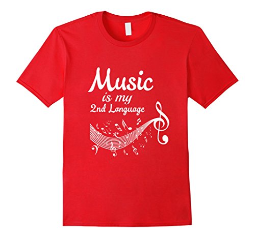 Men's Music is My 2nd Language | Cool Music Lover T-shirt Large Red
