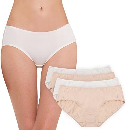 Hesta Women's Organic Cotton Basic Panties Underwear 4 Pack
