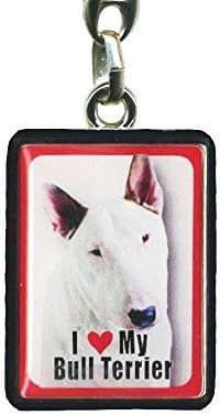 English Bull Terrier Dog Keyring - 4cm x 3cm by Instant Gifts PEK