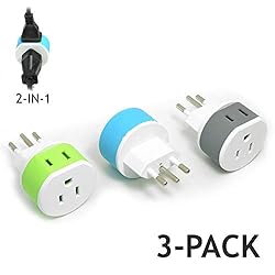OREI Brazil Travel Plug Adapter with 2 USA Inputs