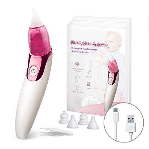 SUMGOTT Nasal Aspirator Baby Nose Suction - USB Charge Nose Sucker Newborn with 3 Suctions, Safer and Faster as Well as Hygienic for Infant and Toddler