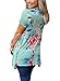 HOTAPEI Women Casual Floral Print Short Sleeve Tunic Shirts Blouse Tops Blue Large
