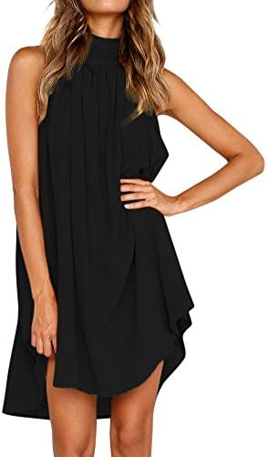 Women's Solid Dresses,LANSKIRT Sales! Ladies Holiday Irregular Sleeveless Party Dress Summer Beach Plus Size Loose Dresses Casual Loose Fancy Dresses
