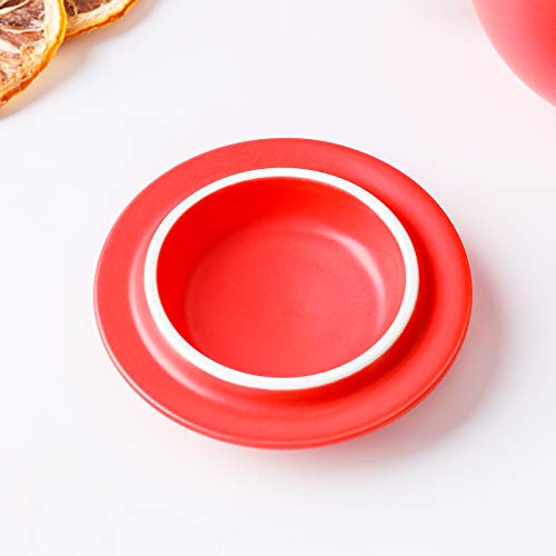 Yundu 12oz Matte Red Ceramic Tea Mug with Infuser and Lid, Steeping Lid Cup Stainless Steel Infuser for Loose Leaf Tea, Home Office Gift for Lovers
