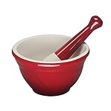 Le Creuset Stoneware 10-Ounce Mortar and Pestle, Cerise (Cherry Red)