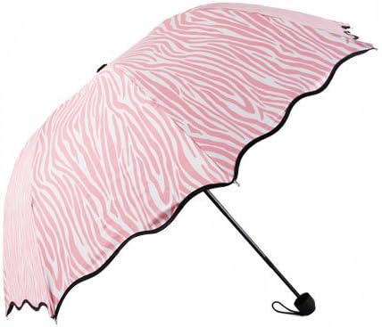 Aoosir Zebra Stripes UPF 50+ Sun Umbrella, Pink