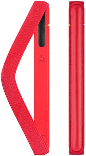 UTOPER Leather Case for Apple Pencil Holder with Charging Adapter Pocket Elastic Detachable Genuine Leather Cover for Apple Pencil 1 st & 2 nd Gen Stylus Pen Pouch (Red)