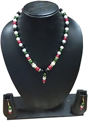 The Indian Arts Multi-color Pearl Pendant Necklace with Earings Fashion Jewelry for Womens