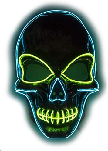 Fadory Men's Light Up LED Scary Death Skull Mask for Halloween