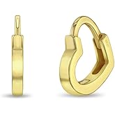 925 Sterling Silver Yellow Gold Flashed Polished Heart Shaped Huggie Hoop Earrings For Girls & Teens - Heart Shaped Hoops For Young Girls
