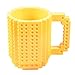 FUBARBAR Build-On Brick Mug - BPA-Free 12ounce Blocks Coffee Cup, Comes with Build-On Building Bricks, Plastic Mug for Coffee Tea Beverage Drinking, Creative and Funny (Yellow)