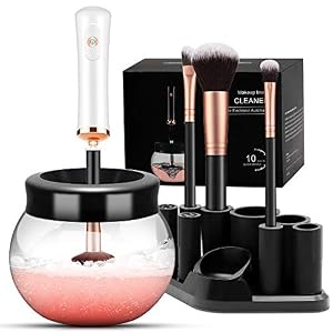 Makeup Brush Cleaner Dryer, Makeup Brush Cleaner Machine with 8 Rubber Collars, Wash and Dry in Seconds, Deep Cosmetic…