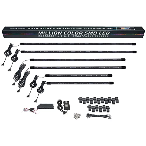 LEDGlow 6pc Bluetooth Million Color Truck LED Underbody Underglow Accent Lighting Kit