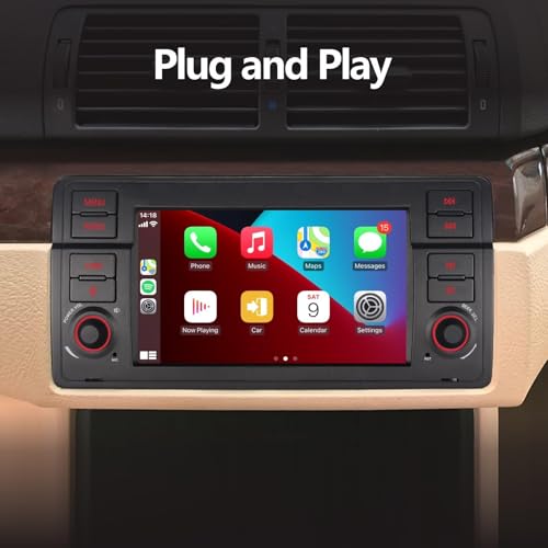 LXKLSZ Car Radio for BMW E46 3 Series 1999-2004 Compatible with Wireless Carplay/Android Auto with Touch Screen IPS/Bluetooth/Mirror Link/FM/AM/USB