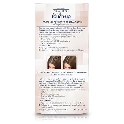 CLAIROL ROOT TOUCH-UP TEMPORARY CONCEALING POWDER, MEDIUM BROWN HAIR COLOR, PACK OF 1