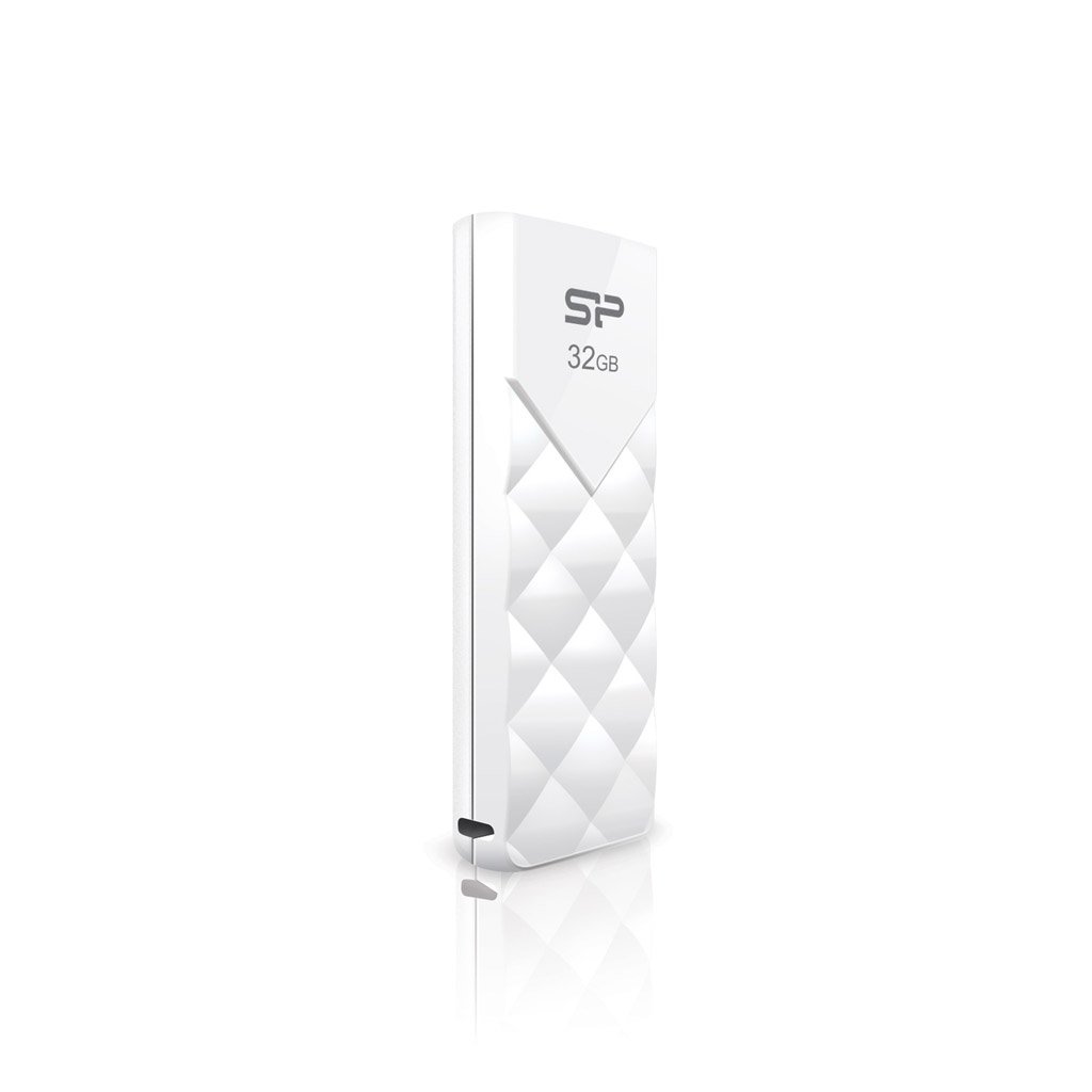 Silicon Power USB Flash Drive 32 GB Ultima U03 with Retractable USB Connector, Data Backup and Restore, AES 256-bit encryption - White