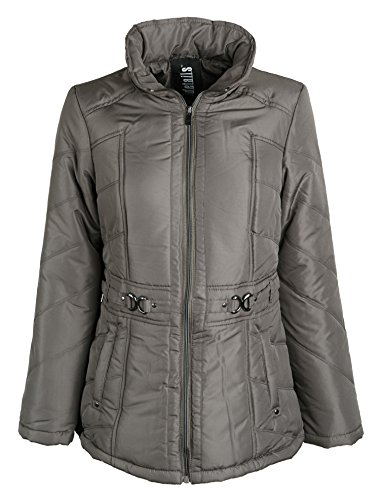 Details Women's Warm Winter Parka Puffer Coat with Quilting and Removable Hood - Fog (Size Small)