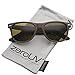 Classic Modern Wood Print Square Horn Rimmed Sunglasses 52mm (Dark-Wood/Brown)