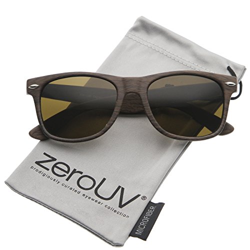Zerouv - classic modern wood print square horn rimmed sunglasses …