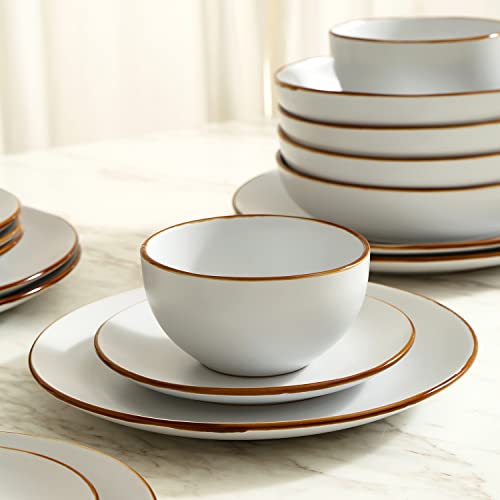 Stone Lain Brasa Modern Stoneware 16 Piece Dinnerware Sets, Plates