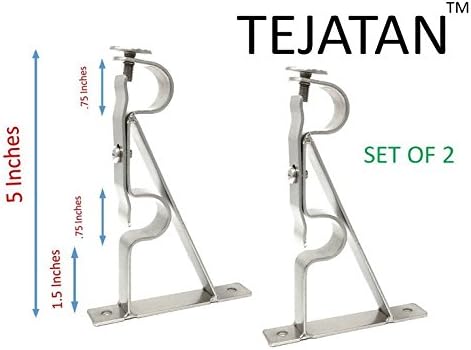 Amazon Com Tejatan Double Curtain Rod Brackets Silver Set Of 2