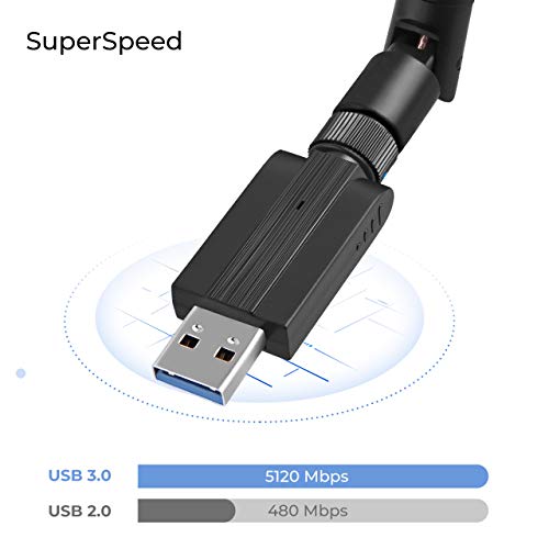 Wireless WiFi Adapter 1200Mbps USB3.0 WiFi Dongle 2.4G/5G 802.11ac Network Adapter with High Gain Antenna for Desktop Laptop PC Support Windows XP/10/8/8.1/7/Vista,OS 10.6-10.15 - Thumbnail 5