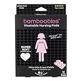 Ultra-Thin Washable Nursing Pads by Bamboobies - Heart Shape Prevents Wrinkles - 6 Pair, Pale Pink