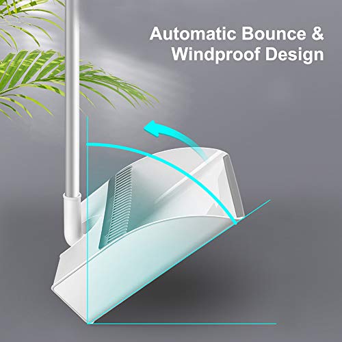 Lonffery Broom and Dustpan Set, Magnetic Suction Upright Stand Up Sweep Set for Home Kitchen Room Office Lobby Floor Use