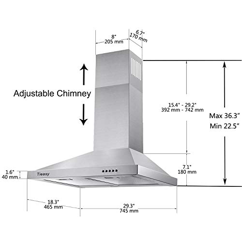 thumbnail image 2 of Range Hood 30 Inch, IsEasy Wall Mount Vent Hood 500 CFM 2 of 12