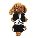 Idepet(TM Adidog Pet Dog Cat Clothes 4 Legs Cotton Puppy Hoodies Coat Sweater Costumes Dog Jacket (L, Black)
