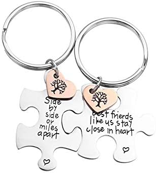 Pairs 316L Stainless Steel Puzzle Keychains 2pcs/set for Couples, BBF Best Friends, Tree of Life Charm