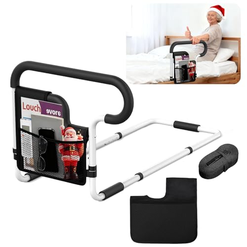 SEESMILE Bed Rails for Elderly Adults Safety, Adjustable Bed Assist Rail for Seniors, Bed Safety Rail with 2 Storage Bag and Fixing Strap, Fit King, Queen, Full, Twin, Supports 300 lbs