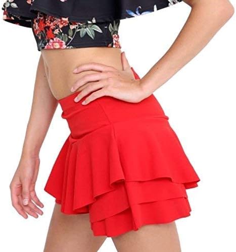 Womens Waisted Skorts Ladies Skirt Frill Shorts High Ruffled Mini Skort Layered Short Party Dress Style Ruffle Celeb