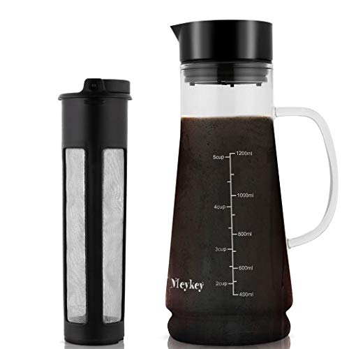 Cold Brew Iced Coffee Maker, 1.2L/41oz Borosilicate Glass Pitcher with Removable Stainless Steel Mesh Filter US STOCK