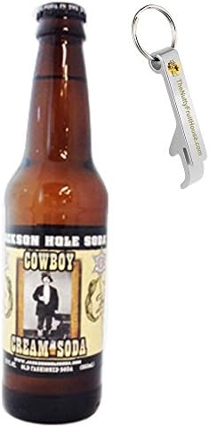 Jackson Hole Cowboy Cream Soda Pop 12-Ounce Bottle 24 Count (With Exclusive Stainless Steel Bottle Opener)