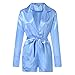 Mlide Womens Sexy Jumpsuits Deep V-Neck Lapel Long Sleeve Short Pant Jumpsuit Romper,Sky Blue,2XLthumb 4