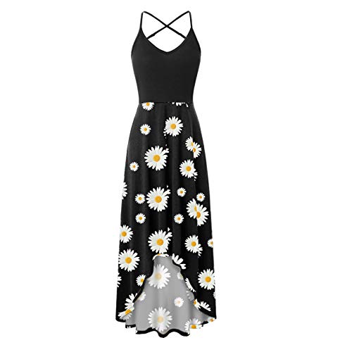 Women\'s Dress, Fashionable Casual v-Neck Sleeveless Halter Strapless Sexy Printed Dress(Black-13,XL)