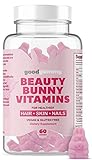 Beauty Bunny Sugar Hair Gummy Vitamins - Biotin Hair Gummies Prenatal Gummy Vitamins with Over 5000mcg Biotin + D, C, E, multivitamin gummies for Women & mens gummy vitamins - Vegan & Gluten Free 60ct