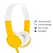BuddyPhones Explore+, Volume-Limiting Kids Headphones, Built-in Audio Sharing Cable with in-Line Mic, for Kindle, iPad, iPhone, or Android, Sun Yellow
