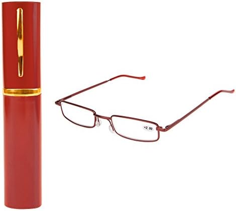 Magicub Reading Glasses Colors Unisex Metal With Tube Case +1.5+2.0+2.5+3.0+3.5+4.0 (R 2.0)