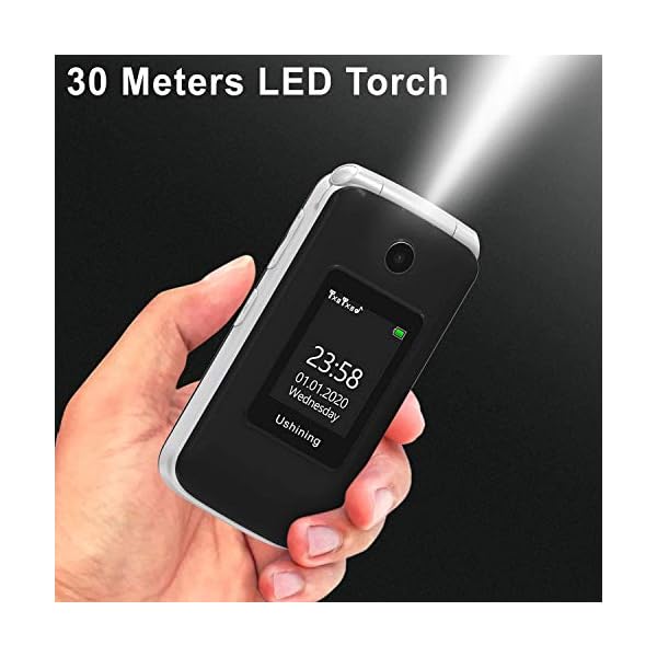 Ushining-Senior-Flip-Mobile-PhoneBig-Button-Mobile-Phone-For-ElderlyDual-SIM-Unlocked-Card-Long-Standby-with-28-Large-Screen-SOS-Button-FM-Radio-Torch-and-Charging-Cradle-Black USHINING Senior Flip Mobile Phone,Big Button Mobile Phone For Elderly,Dual SIM Unlocked Card Long Standby with 2.8…