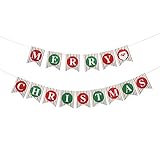 OUNONA Christmas Banner Merry Christmas Bunting Flags for Party Home Decor,Including 15 Pcs