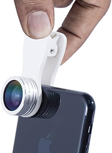 Acesori LensClip Universal Smartphone Clip-On Lens Kit w/ Fisheye, Wide Angle &amp; Macro Lenses for iPhone and Android - Metallic Silver