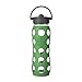 Lifefactory 22-Ounce BPA-Free Glass Water Bottle with Straw Cap and Protective Silicone Sleeve, Green