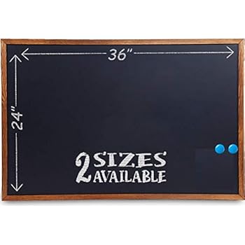 Wood Framed Chalkboard - Large Premium Magnetic 36 x 24 Rustic Chalk Board, Great with Regular or Liquid Chalk Markers, Nonporous Wall Hanging Blackboard Sign