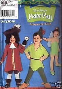 Amazon.com: Simplicity Disney Peter Pan Costume Sewing Pattern 9862 ...