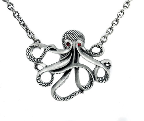 Octopus Red Eye Necklace Cthulhu Pirate Sea Serpent Pendant